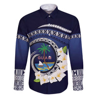 Hafai Adai Guam Guasalis Family Matching Puletasi and Hawaiian Shirt Polynesian Tribal Pattern LT9 Dad's Shirt - Long Sleeve Blue - Polynesian Pride