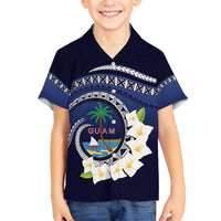 Hafai Adai Guam Guasalis Family Matching Short Sleeve Bodycon Dress and Hawaiian Shirt Polynesian Tribal Pattern LT9 Son's Shirt Blue - Polynesian Pride