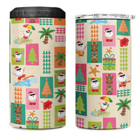 Mele Kalikimaka Hawaii Christmas 4 in 1 Can Cooler Tumbler Funny Santan Hippie Style LT9 One Size: 16 oz Beige - Polynesian Pride