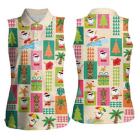 Mele Kalikimaka Hawaii Christmas Women Sleeveless Polo Shirt Funny Santan Hippie Style LT9 - Polynesian Pride
