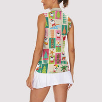 Mele Kalikimaka Hawaii Christmas Women Sleeveless Polo Shirt Funny Santan Hippie Style LT9 - Polynesian Pride