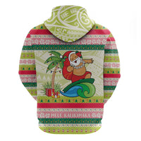 Mele Kalikimaka Hawaii Christmas Hoodie Surfing Santa with Polynesian Tribal LT9 - Polynesian Pride