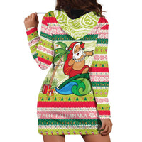 Mele Kalikimaka Hawaii Christmas Hoodie Dress Surfing Santa with Polynesian Tribal LT9 - Polynesian Pride