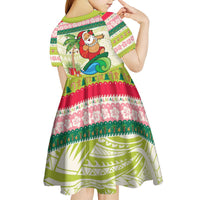 Mele Kalikimaka Hawaii Christmas Kid Short Sleeve Dress Surfing Santa with Polynesian Tribal LT9 - Polynesian Pride