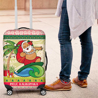 Mele Kalikimaka Hawaii Christmas Luggage Cover Surfing Santa with Polynesian Tribal LT9 Green - Polynesian Pride