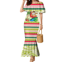 Mele Kalikimaka Hawaii Christmas Mermaid Dress Surfing Santa with Polynesian Tribal LT9 Women Green - Polynesian Pride