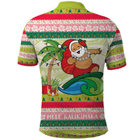 Mele Kalikimaka Hawaii Christmas Polo Shirt Surfing Santa with Polynesian Tribal LT9 - Polynesian Pride