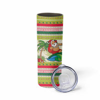 Mele Kalikimaka Hawaii Christmas Skinny Tumbler Surfing Santa with Polynesian Tribal LT9 - Polynesian Pride