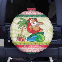 Mele Kalikimaka Hawaii Christmas Spare Tire Cover Surfing Santa with Polynesian Tribal LT9 - Polynesian Pride
