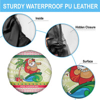 Mele Kalikimaka Hawaii Christmas Spare Tire Cover Surfing Santa with Polynesian Tribal LT9 - Polynesian Pride