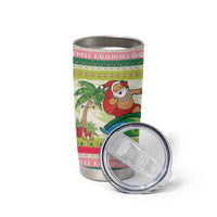 Mele Kalikimaka Hawaii Christmas Tumbler Cup Surfing Santa with Polynesian Tribal LT9 - Polynesian Pride