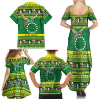 Meri Kiritimiti Cook Islands Christmas Family Matching Summer Maxi Dress and Hawaiian Shirt Maroro Flying Fish and White Stars LT9 - Polynesian Pride