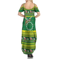 Meri Kiritimiti Cook Islands Christmas Family Matching Summer Maxi Dress and Hawaiian Shirt Maroro Flying Fish and White Stars LT9 - Polynesian Pride