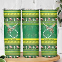Meri Kiritimiti Cook Islands Christmas Skinny Tumbler Maroro Flying Fish and White Stars LT9 - Polynesian Pride