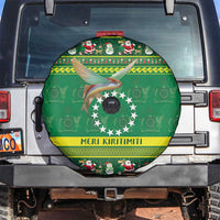 Meri Kiritimiti Cook Islands Christmas Spare Tire Cover Maroro Flying Fish and White Stars LT9 Green - Polynesian Pride