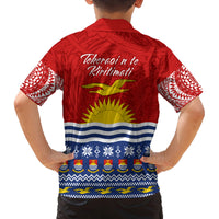 Kiribati Christmas Family Matching Off Shoulder Long Sleeve Dress and Hawaiian Shirt Tekeraoi n Te Tiritimati Polynesian Tribal LT9 - Polynesian Pride