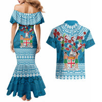Fijian Tagimoucia Flowers Couples Matching Mermaid Dress and Hawaiian Shirt Christmas Coquette bow LT9 - Polynesian Pride