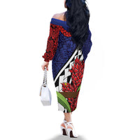 Samoan Ula Fala Flowers Family Matching Off The Shoulder Long Sleeve Dress and Hawaiian Shirt Christmas Santa Belt LT9 - Polynesian Pride