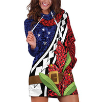 Samoan Ula Fala Flowers Hoodie Dress Christmas Santa Belt LT9 Red - Polynesian Pride