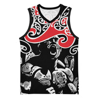 Aotearoa Toitu Te Tiriti Basketball Jersey New Zealand Stand Together Stand Stronger LT9 Unisex Black - Polynesian Pride