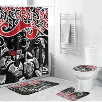 Aotearoa Toitu Te Tiriti Bathroom Set New Zealand Stand Together Stand Stronger LT9 Bathroom Set (4 pcs) Black - Polynesian Pride