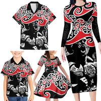 Aotearoa Toitu Te Tiriti Family Matching Long Sleeve Bodycon Dress and Hawaiian Shirt New Zealand Stand Together Stand Stronger LT9 - Polynesian Pride