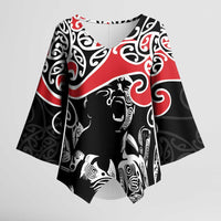 Aotearoa Toitu Te Tiriti Kimono Sleeve Blouse New Zealand Stand Together Stand Stronger LT9 Female Black - Polynesian Pride