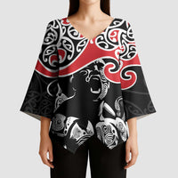 Aotearoa Toitu Te Tiriti Kimono Sleeve Blouse New Zealand Stand Together Stand Stronger LT9 - Polynesian Pride