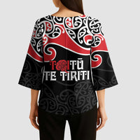 Aotearoa Toitu Te Tiriti Kimono Sleeve Blouse New Zealand Stand Together Stand Stronger LT9 - Polynesian Pride