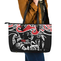 Aotearoa Toitu Te Tiriti Leather Tote Bag New Zealand Stand Together Stand Stronger LT9 - Polynesian Pride