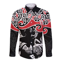 Aotearoa Toitu Te Tiriti Long Sleeve Button Shirt New Zealand Stand Together Stand Stronger LT9 Unisex Black - Polynesian Pride