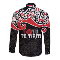 Aotearoa Toitu Te Tiriti Long Sleeve Button Shirt New Zealand Stand Together Stand Stronger LT9 - Polynesian Pride