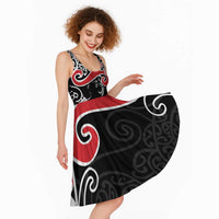 Aotearoa Toitu Te Tiriti Midi Dress New Zealand Stand Together Stand Stronger LT9 - Polynesian Pride