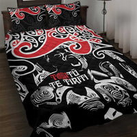 Aotearoa Toitu Te Tiriti Quilt Bed Set New Zealand Stand Together Stand Stronger LT9 Black - Polynesian Pride