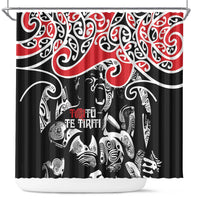 Aotearoa Toitu Te Tiriti Shower Curtain New Zealand Stand Together Stand Stronger LT9 Black - Polynesian Pride