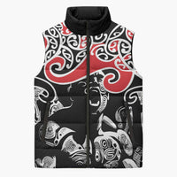 Aotearoa Toitu Te Tiriti Sleeveless Puffer Jacket New Zealand Stand Together Stand Stronger LT9 Unisex Black - Polynesian Pride