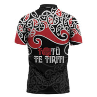 Aotearoa Toitu Te Tiriti Zipper Polo Shirt New Zealand Stand Together Stand Stronger LT9 - Polynesian Pride