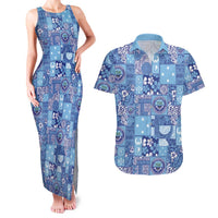 Federated States of Micronesia Merry Christmas Couples Matching Tank Maxi Dress and Hawaiian Shirt Pacific Patchwork Xmas Vibes LT9 Blue - Polynesian Pride
