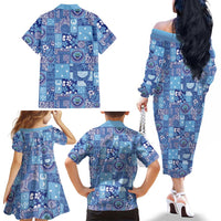Federated States of Micronesia Merry Christmas Family Matching Off The Shoulder Long Sleeve Dress and Hawaiian Shirt Pacific Patchwork Xmas Vibes LT9 - Polynesian Pride