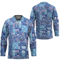 Federated States of Micronesia Merry Christmas Hockey Jersey Pacific Patchwork Xmas Vibes - Polynesian Pride