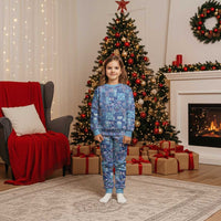 Federated States of Micronesia Merry Christmas Pajama Set Pacific Patchwork Xmas Vibes LT9 Kid Blue - Polynesian Pride
