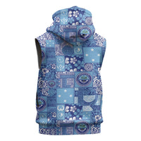 Federated States of Micronesia Merry Christmas Sleeveless Zip Hoodie Pacific Patchwork Xmas Vibes - Polynesian Pride