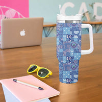 Federated States of Micronesia Merry Christmas Tumbler With Handle Pacific Patchwork Xmas Vibes - Polynesian Pride