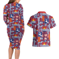 Kiribati Tekeraoi n te Kiritimati Couples Matching Long Sleeve Bodycon Dress and Hawaiian Shirt Pacific Patchwork Xmas Vibes LT9 - Polynesian Pride