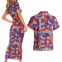 Kiribati Tekeraoi n te Kiritimati Couples Matching Short Sleeve Bodycon Dress and Hawaiian Shirt Pacific Patchwork Xmas Vibes LT9 - Polynesian Pride