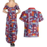 Kiribati Tekeraoi n te Kiritimati Couples Matching Summer Maxi Dress and Hawaiian Shirt Pacific Patchwork Xmas Vibes - Polynesian Pride