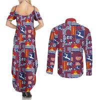 Kiribati Tekeraoi n te Kiritimati Couples Matching Summer Maxi Dress and Long Sleeve Button Shirt Pacific Patchwork Xmas Vibes - Polynesian Pride