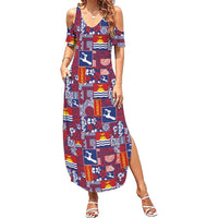 Kiribati Tekeraoi n te Kiritimati Family Matching Summer Maxi Dress and Hawaiian Shirt Pacific Patchwork Xmas Vibes LT9 Mom's Dress Red - Polynesian Pride