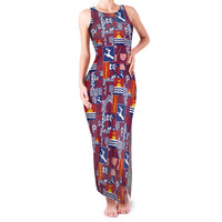 Kiribati Tekeraoi n te Kiritimati Family Matching Tank Maxi Dress and Hawaiian Shirt Pacific Patchwork Xmas Vibes LT9 Mom's Dress Red - Polynesian Pride