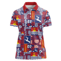 Kiribati Tekeraoi n te Kiritimati Women Polo Shirt Pacific Patchwork Xmas Vibes - Polynesian Pride